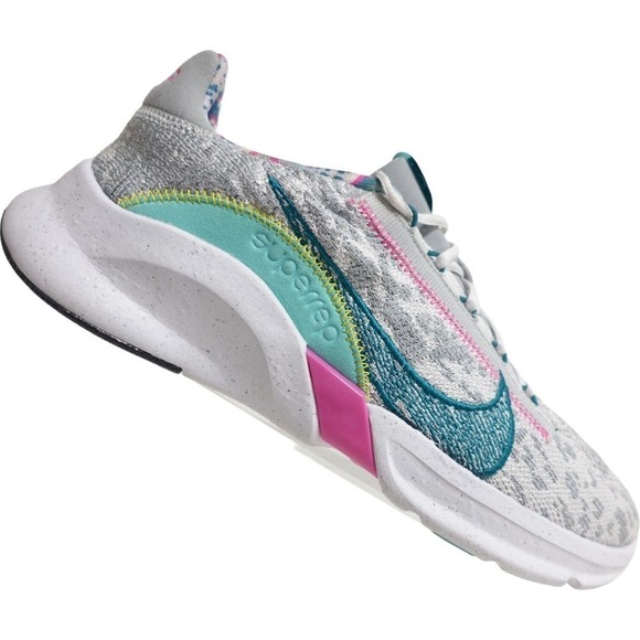 NIKE Women SuperRep Go 3 NN PRM Hiit Size 10.5 Low Flyknit Grey Running Shoes - Picture 1 of 10